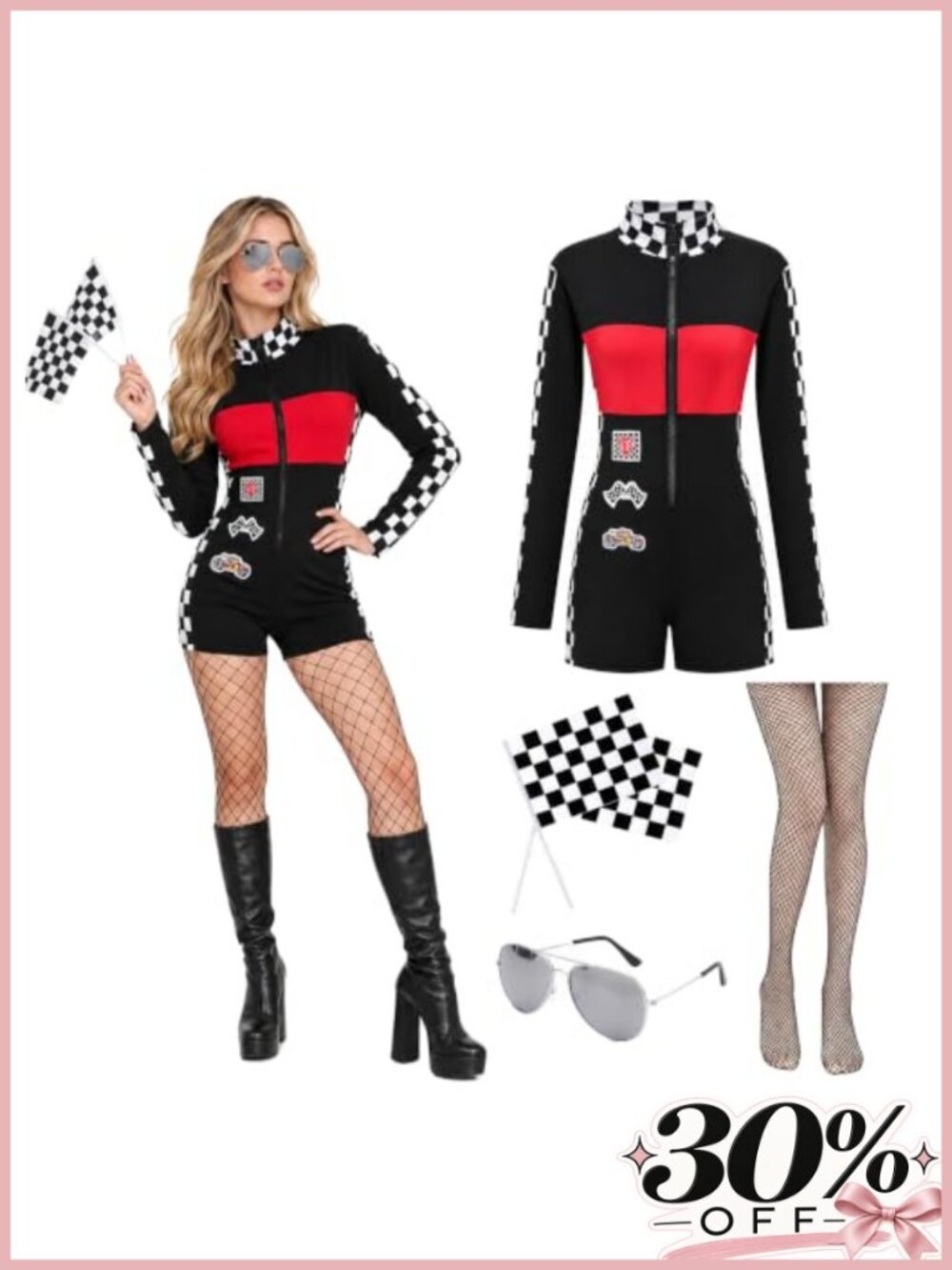 Race Car Driver Costume for Women Racer Halloween Cosplay